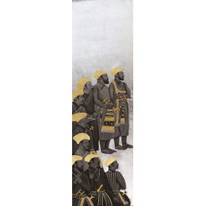 Shamsuddin Tanwri, 12 x 42 Inch, Graphite Gold and Silver Leaf on Paper, Figurative Painting, AC-SUT-074